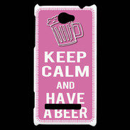 Coque HTC Windows Phone 8S Keep Calm Have a beer Rose