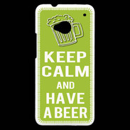 Coque HTC One Keep Calm Have a beer Vert pomme