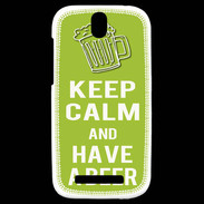 Coque HTC One SV Keep Calm Have a beer Vert pomme