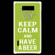 Coque LG Optimus L7 Keep Calm Have a beer Vert pomme