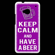 Coque HTC One Keep Calm Have a beer Violet