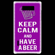 Coque LG Optimus L7 Keep Calm Have a beer Violet