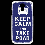 Coque Samsung Galaxy S4 Keep Calm Take road Bleu