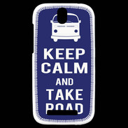 Coque HTC One SV Keep Calm Take road Bleu