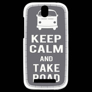 Coque HTC One SV Keep Calm Take Road Gris