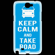 Coque Samsung Galaxy Note 2 Keep Calm Take Road Cyan