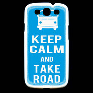 Coque Samsung Galaxy S3 Keep Calm Take Road Cyan