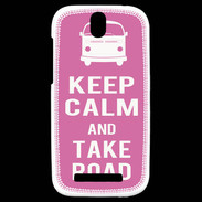 Coque HTC One SV Keep Calm Take Road Rose