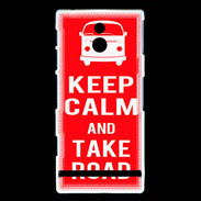 Coque Sony Xperia P Keep Calm Take Road Rouge