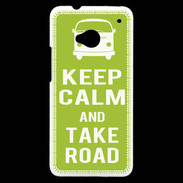 Coque HTC One Keep Calm Take road Vert pomme