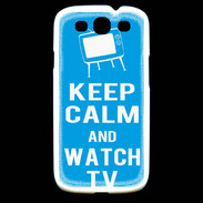 Coque Samsung Galaxy S3 Keep Calm Watch TV Cyan