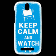 Coque HTC One SV Keep Calm Watch TV Cyan