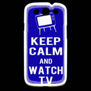 Coque Samsung Galaxy S3 Keep Calm Watch TV Bleu