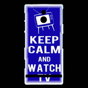 Coque Sony Xperia P Keep Calm Watch TV Bleu