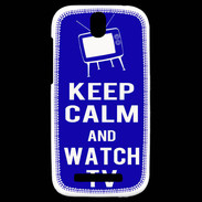 Coque HTC One SV Keep Calm Watch TV Bleu