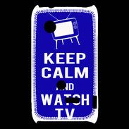 Coque Sony Xperia Typo Keep Calm Watch TV Bleu