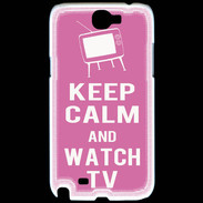 Coque Samsung Galaxy Note 2 Keep Calm Watch TV Rose