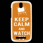 Coque HTC One SV Keep Calm Watch TV Orange