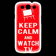 Coque Samsung Galaxy S3 Keep Calm Watch TV Rouge