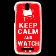 Coque HTC One SV Keep Calm Watch TV Rouge