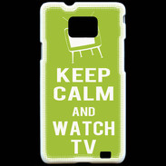 Coque Samsung Galaxy S2 Keep Calm Watch TV Vert pomme