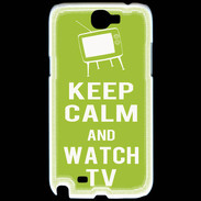 Coque Samsung Galaxy Note 2 Keep Calm Watch TV Vert pomme
