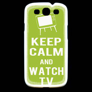 Coque Samsung Galaxy S3 Keep Calm Watch TV Vert pomme