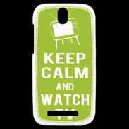 Coque HTC One SV Keep Calm Watch TV Vert pomme