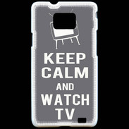 Coque Samsung Galaxy S2 Keep Calm Watch TV Gris