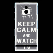 Coque Sony Xperia P Keep Calm Watch TV Gris