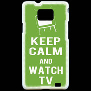 Coque Samsung Galaxy S2 Keep Calm Watch TV Vert