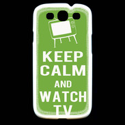 Coque Samsung Galaxy S3 Keep Calm Watch TV Vert