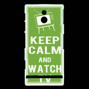 Coque Sony Xperia P Keep Calm Watch TV Vert