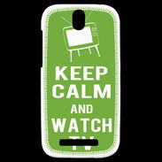 Coque HTC One SV Keep Calm Watch TV Vert