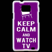 Coque Samsung Galaxy S2 Keep Calm Watch TV Violet