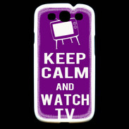 Coque Samsung Galaxy S3 Keep Calm Watch TV Violet