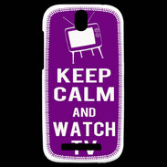 Coque HTC One SV Keep Calm Watch TV Violet