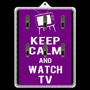 Porte clés Keep Calm Watch TV Violet
