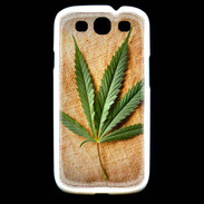 Coque Samsung Galaxy S3 Feuille de cannabis sur toile beige