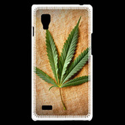 Coque LG Optimus L9 Feuille de cannabis sur toile beige