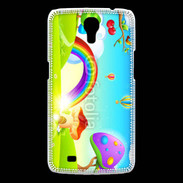 Coque Samsung Galaxy Mega Cartoon nature et arc en ciel
