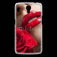 Coque Samsung Galaxy Mega Bouche et rose glamour