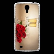 Coque Samsung Galaxy Mega Coupe de champagne, roses rouges