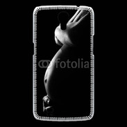 Coque Samsung Galaxy Mega Femme enceinte en noir et blanc