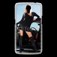 Coque Samsung Galaxy Mega Femme blonde sexy voiture noire