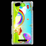 Coque Sony Xperia M Cartoon nature et arc en ciel