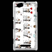 Coque Sony Xperia M Bande dessinée de mariés
