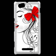Coque Sony Xperia M Visage glamour noir et rouge
