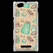 Coque Sony Xperia M Fond fashion vert et marron