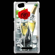 Coque Sony Xperia M Champagne et rose rouge